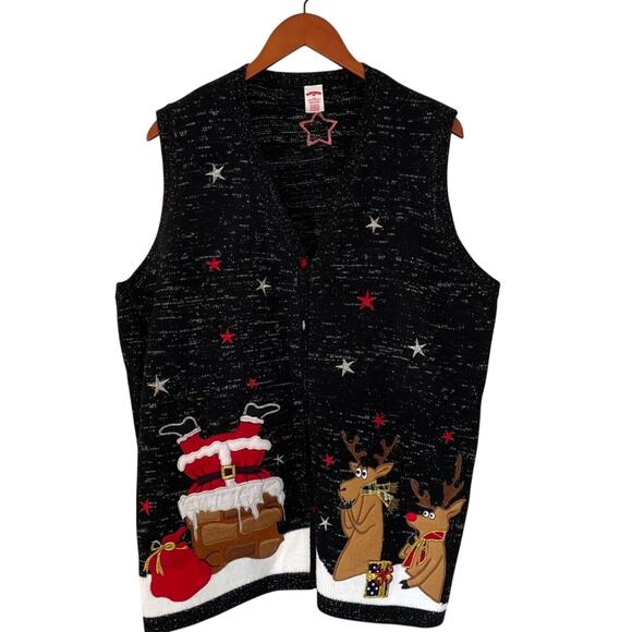 Bundle - Vest & Sweater, Rudolph Red Nosed Reindeer, Santa, Chimney Size 2X - Picture 2 of 16